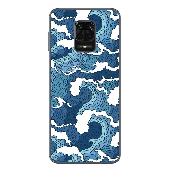 Капак, съвместим с Xiaomi Redmi Note 9 Pro Silicone Gel Tpu Модел Crazy Waves