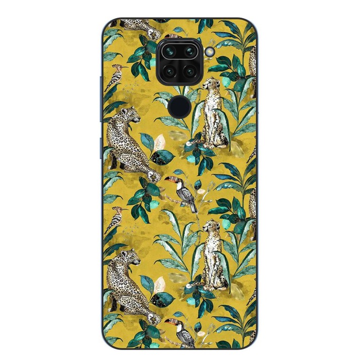 Капак, съвместим с Xiaomi Redmi Note 9 Silicon Gel Tpu Модел Yellow Jungle Pattern