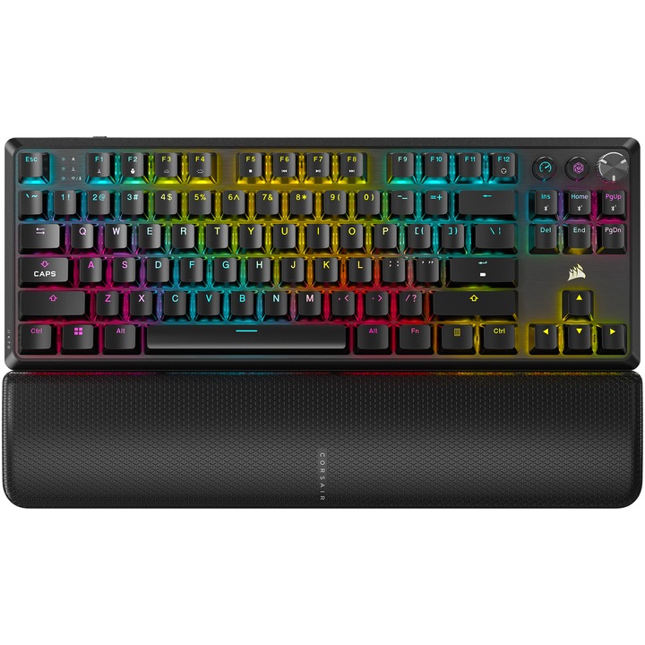 Tastatura mecanica gaming Corsair K70 Core TKL, MLX Red v2 Linear Switches, slipstream wireless - Bluetooth®, amortizare a sunetului, RGB