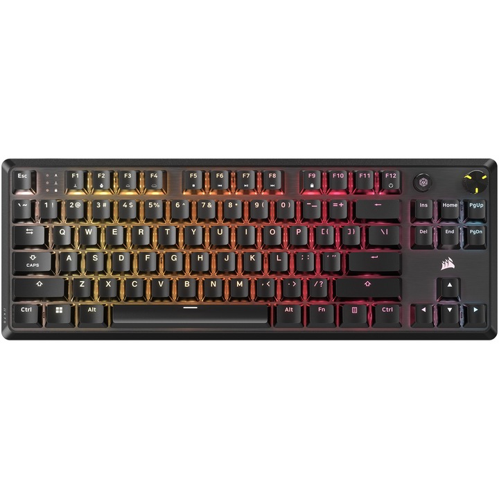Клавиатура Gaming Corsair K70 Core TKL, Механична, MLX Red v2 линейни превключватели, Шумозаглушаване, RGB