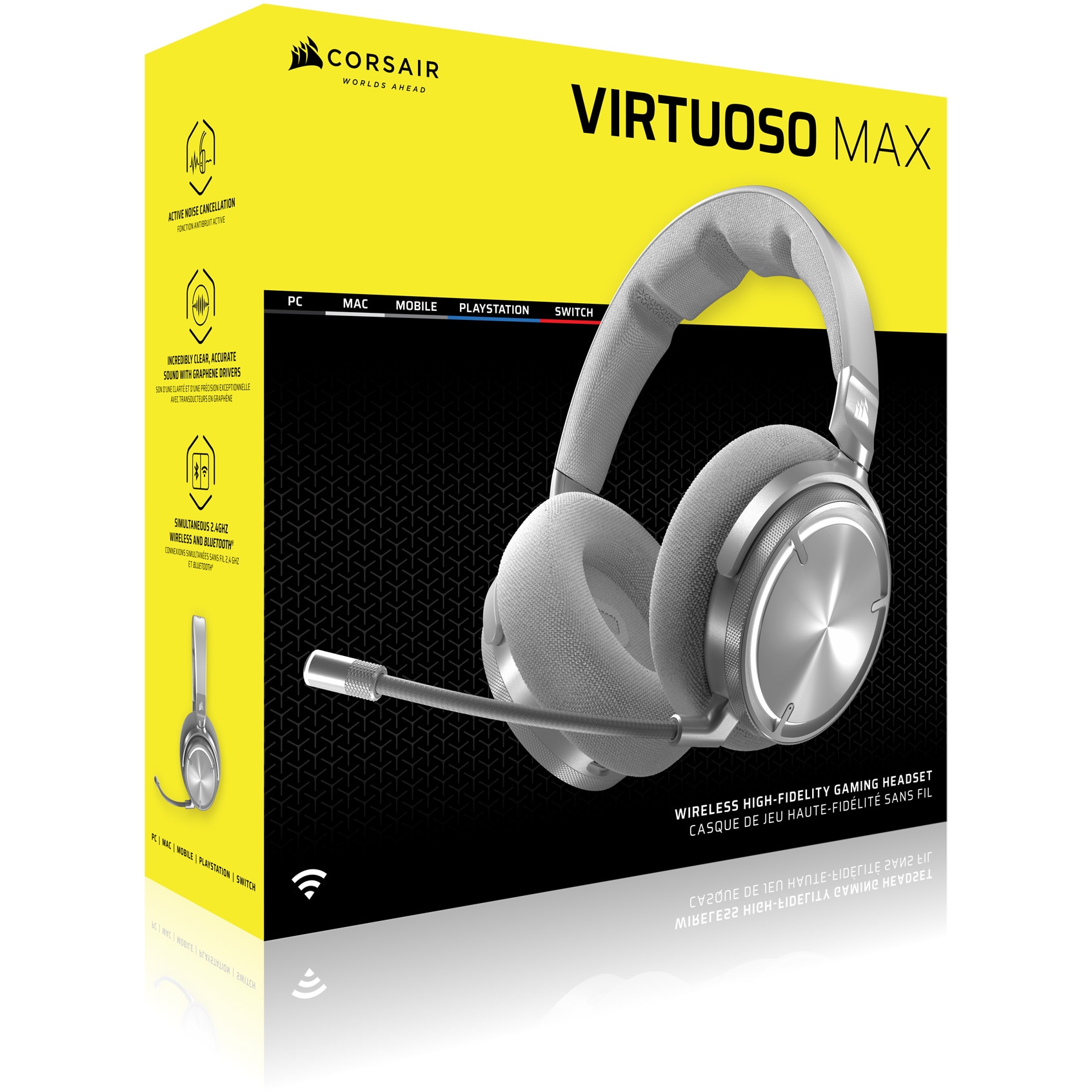 Casti gaming Corsair Virtuoso Max 2.4GHz wireless and Bluetooth