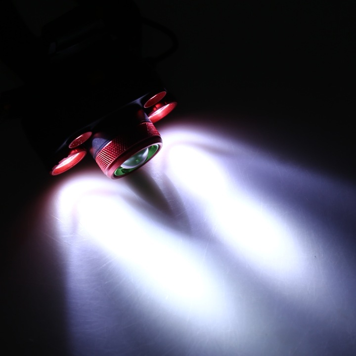 Jormftte T6 + 4XPE lámpa, 4 fokozatú, ezüst, kempingezéshez és szabadtéri tevékenységekhez