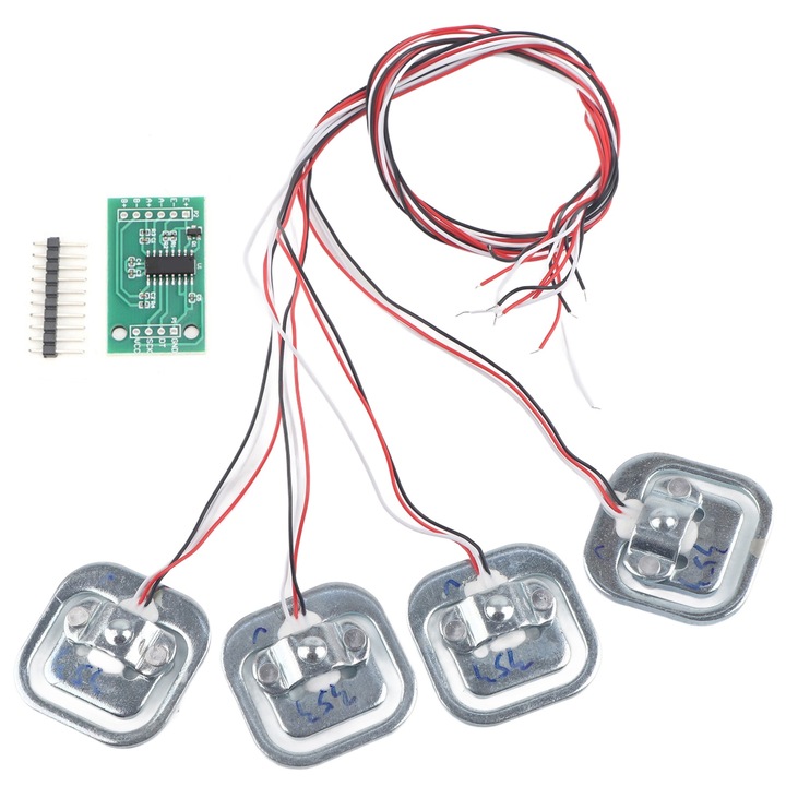 4 darabos súlyérzékelő készlet 50 kg-ig HX711 modullal, 34x34 mm
