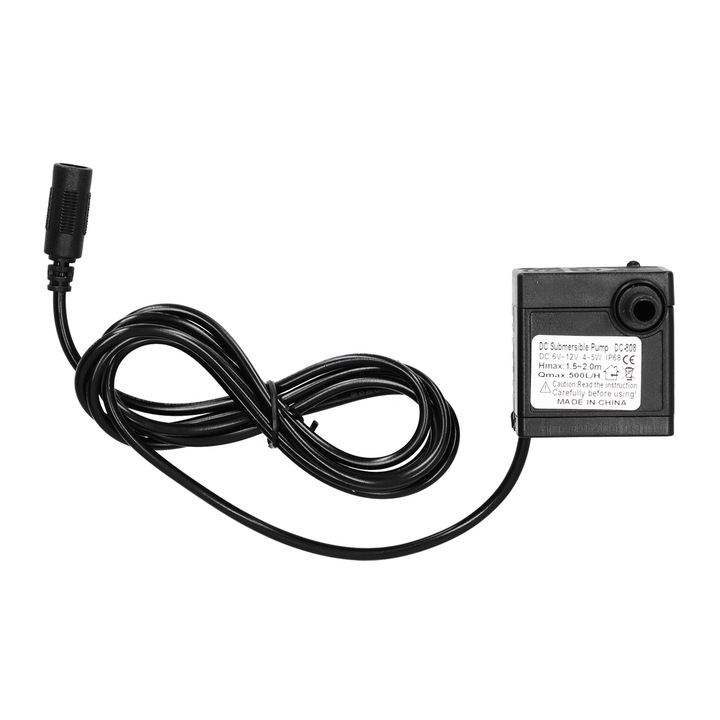 Kefe nélküli vízpumpa Alacsony zajszintű merülő szivattyú Keringető eszköz 1,2 méter Emelési magasság 500L/H 12V 5W