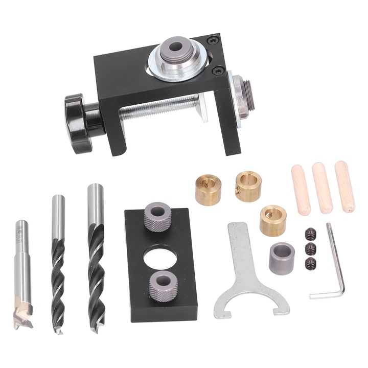 Kit ghidaj pentru gaurit 3 in 1, Enforose, aluminiu, 8mm-15mm, pentru prelucrare lemn