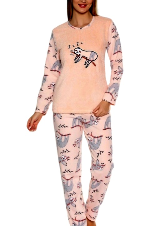 Pijama dama cocolino, pufoasa, StarFashion, bluza, Peach Fuzz