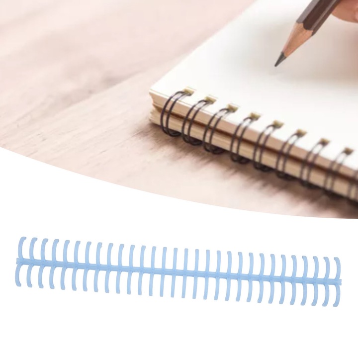 10 db spirális kötőelem készlet, Jormftte, 130 lapos kapacitás, 16 mm átmérő, 30 lyuk, világoskék