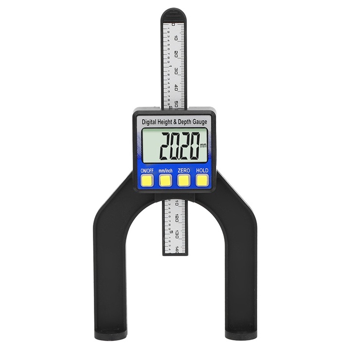 Asztali fűrész Mélységmérő LCD Digitális Magasság Határmérő Faipari szerszám 0-80mm / 0-31/8in