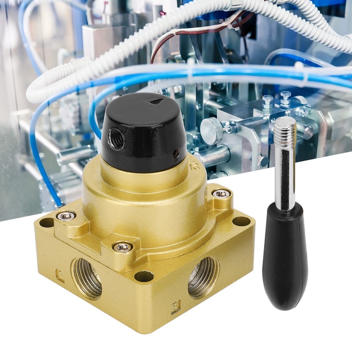 Kézi szelep forgókarral, Jormftte, 3 állású, 4 utas, öntöttvas és alumínium mag, G1/2