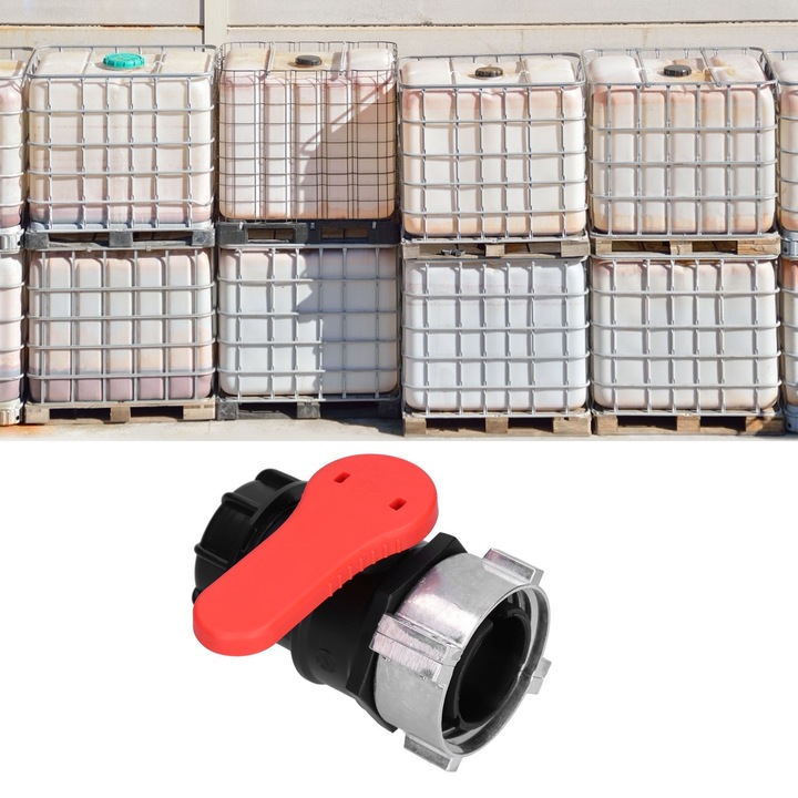 IBC szerelvény, Jormftte, DN50 golyóscsap, 75 mm, sav- és korrózióálló