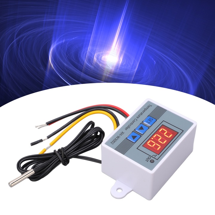 Termostat digital de temperatura Mmgoqqt, interval -50~110°C, precizie 0.1, sonda impermeabila 1m, 10A