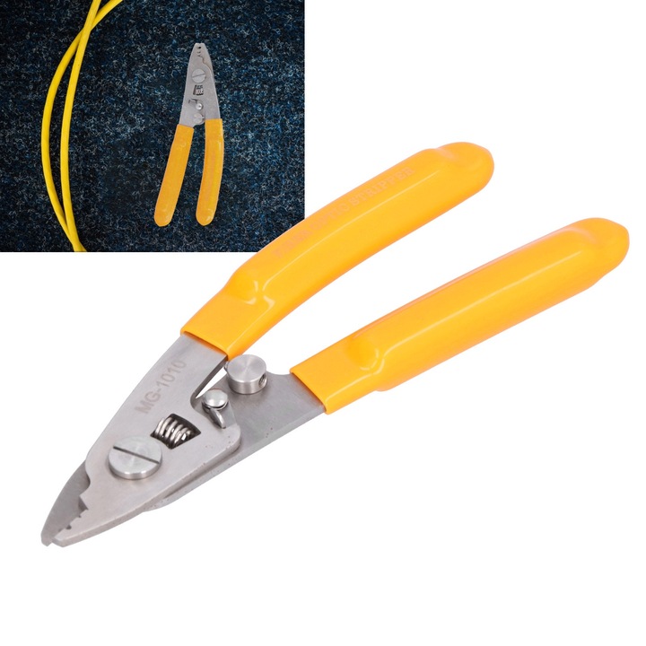 Jormftte csupaszító fogó, 3 lyukú, rozsdamentes acél, PVC nyél, optikai szálhoz