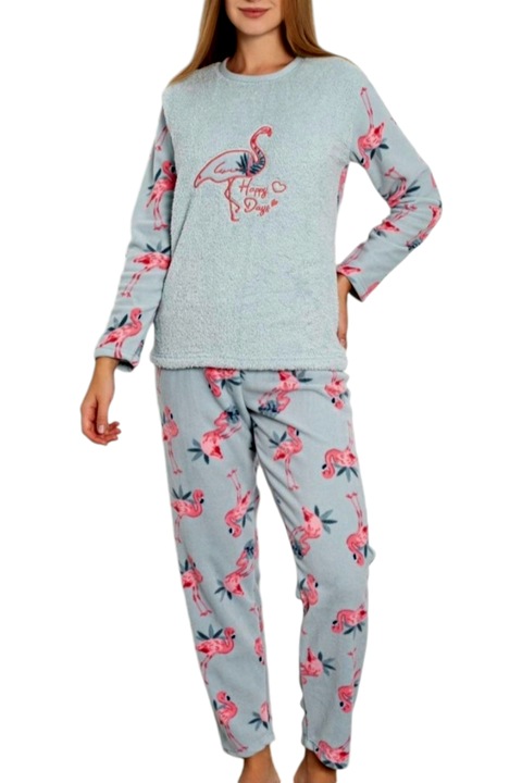 Pijama dama cocolino, pufoasa, StarFashion, bluza, Albastru deschis