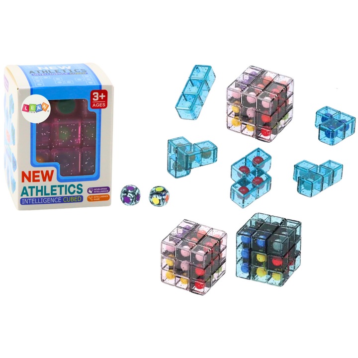 Puzzle logica cu cuburi, LEAN TOYS, 8,5x6,5x6cm