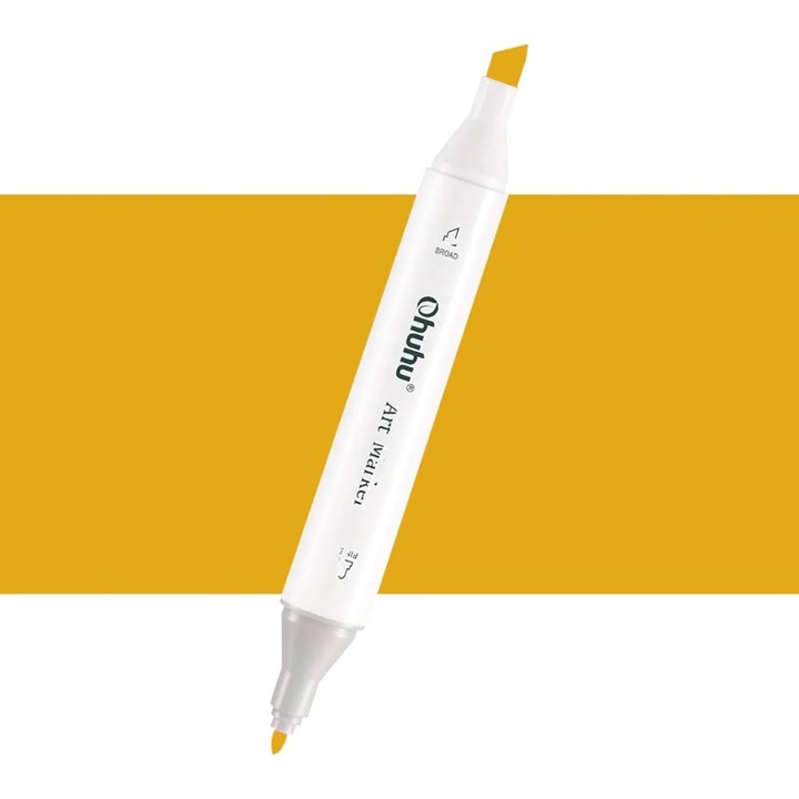 Маркер Ohuhu Oahu, алкохолна основа, тънко длето с двоен връх, цвят жълт