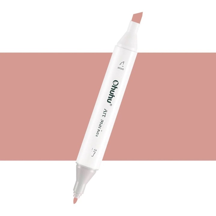 Маркер Ohuhu Oahu, алкохолна основа, двоен тънък връх на длето, кафяв цвят