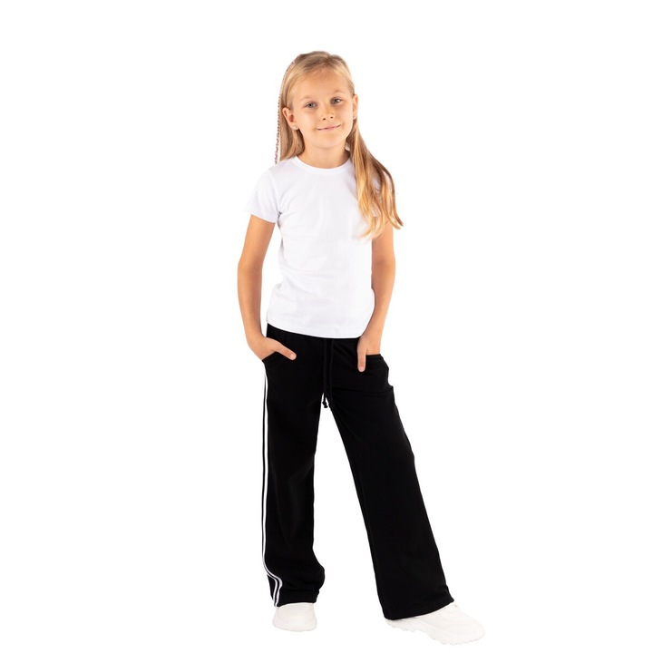 Lányoknak nadrág, pamut, csíkos, Fekete