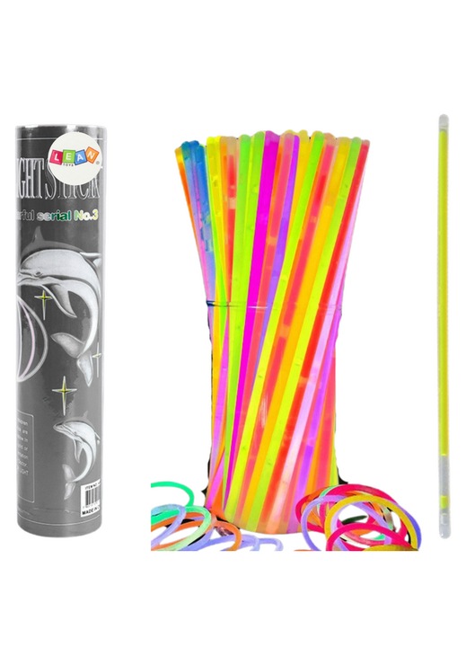 Set 100 bratari fluorescente, LEAN TOYS, 26 cm, multicolor