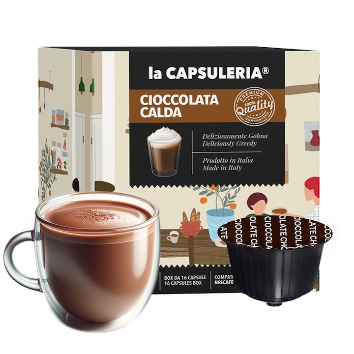 Горещ шоколад, 16 капсули, съвместими с Dolce Gusto, La Capsuleria