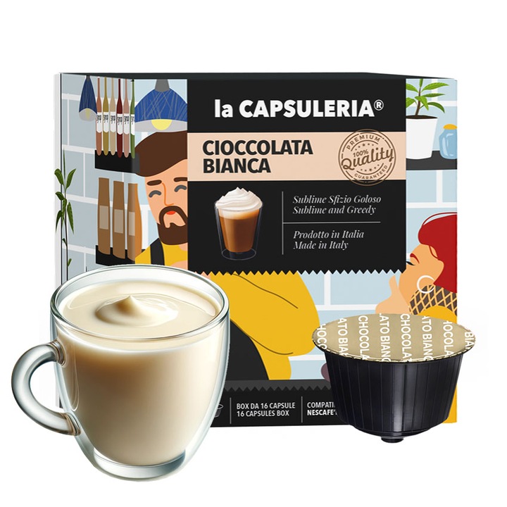 Бял горещ шоколад, 16 капсули, съвместими с Dolce Gusto, La Capsuleria