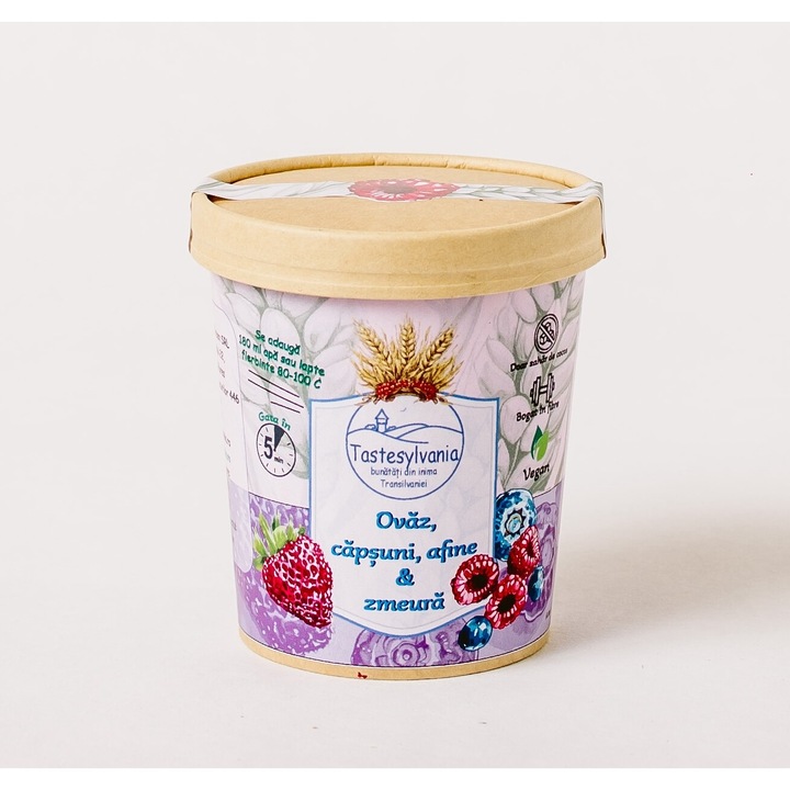 Terci de ovaz cu zmeura, capsuni si afine 70g
