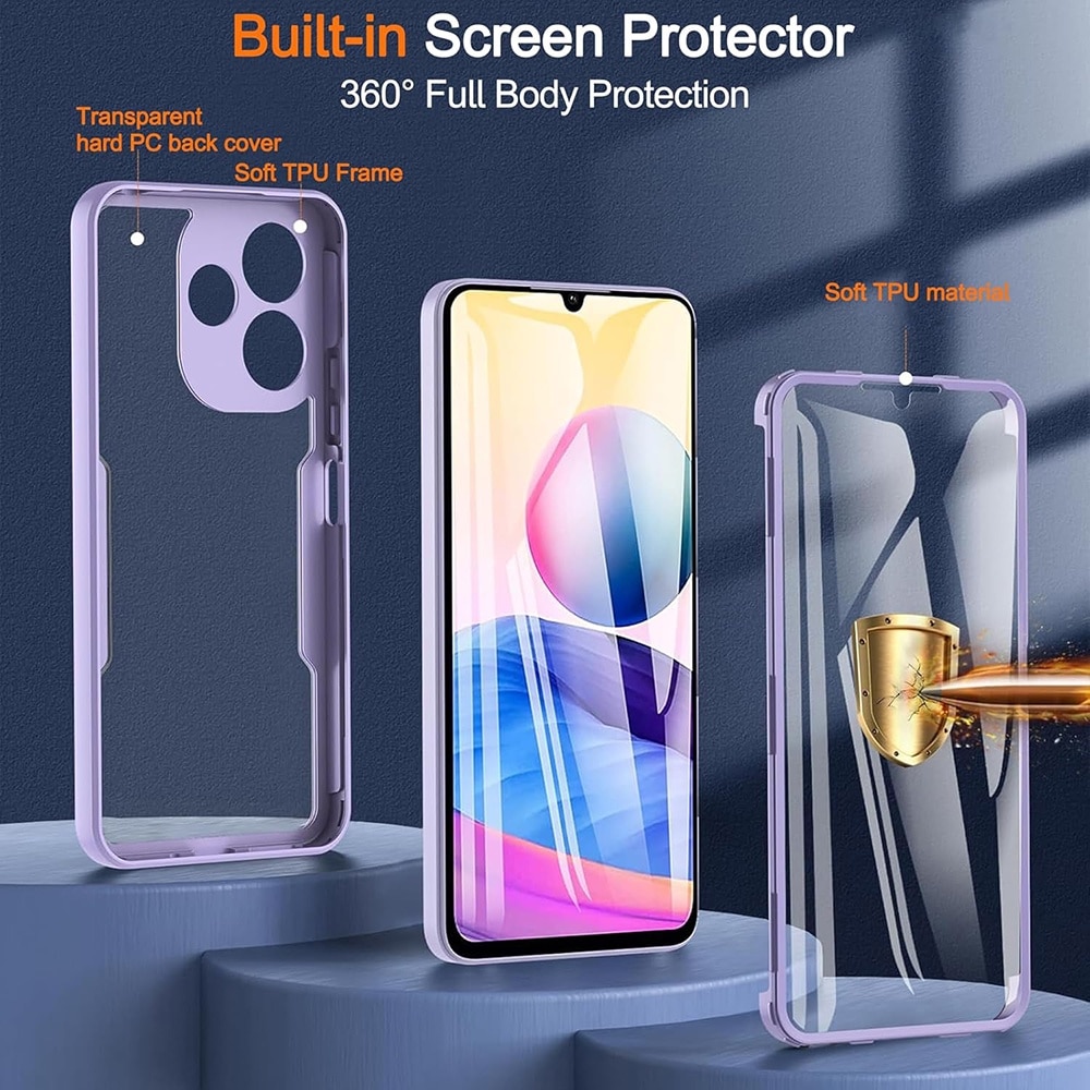 Pachet 360: Husa cu folie integrata pentru Xiaomi Redmi Note 14 Pro 5G Note 14 Pro+ Plus Cover360 fata / spate - Mov