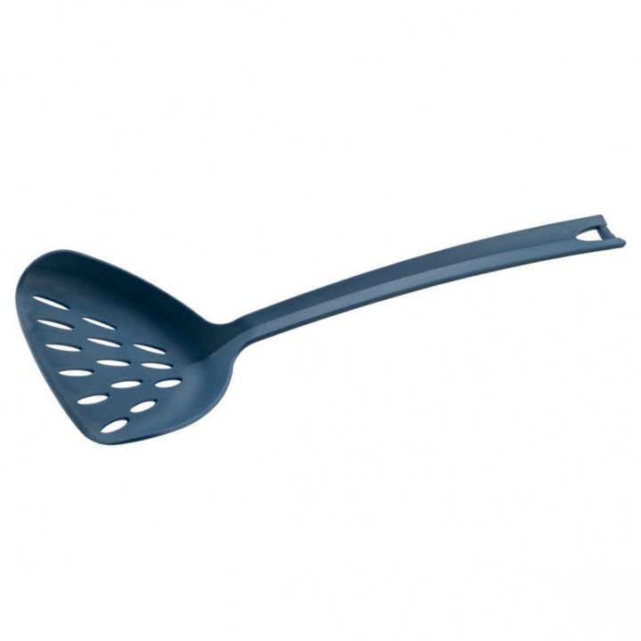 Lingura pentru scurs Tasty 678133, 34x12, 5 cm, Rezistenta la caldura, Orificiu pentru agatat, Albastru
