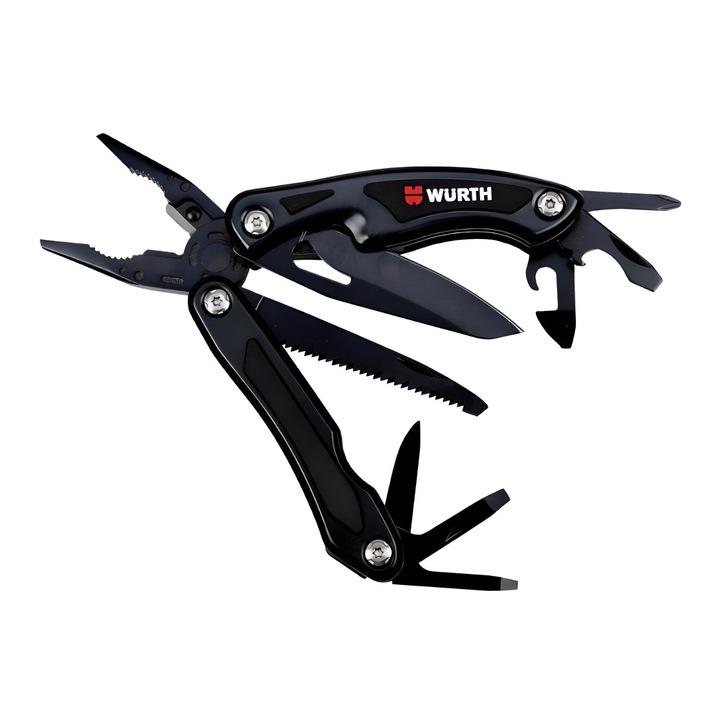 Würth Schwarz Multi-szerszám, 9 funkciós, Tárolótáska, Zárt hossz 103 mm