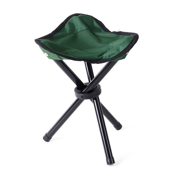 Scaun textil cu trei picioare pliabile Verde