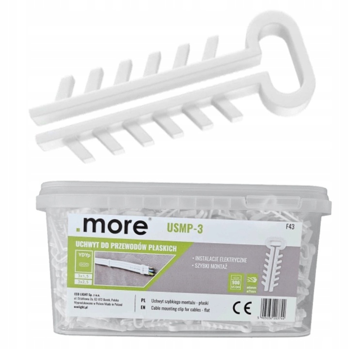 Set 900 cleme montaj USMP-3 pentru cabluri plate YDYp 3x1, 5 si 3x2, 5, EC20374