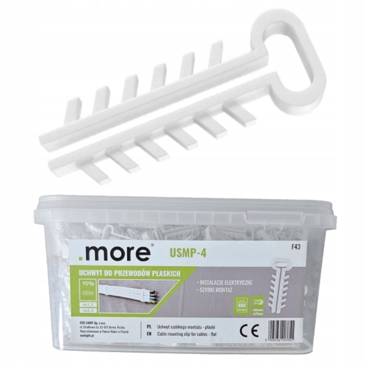 Set 600 cleme USMP-4 pentru montaj rapid cabluri plate YDYp 4x1, 5 si 4x2, 5