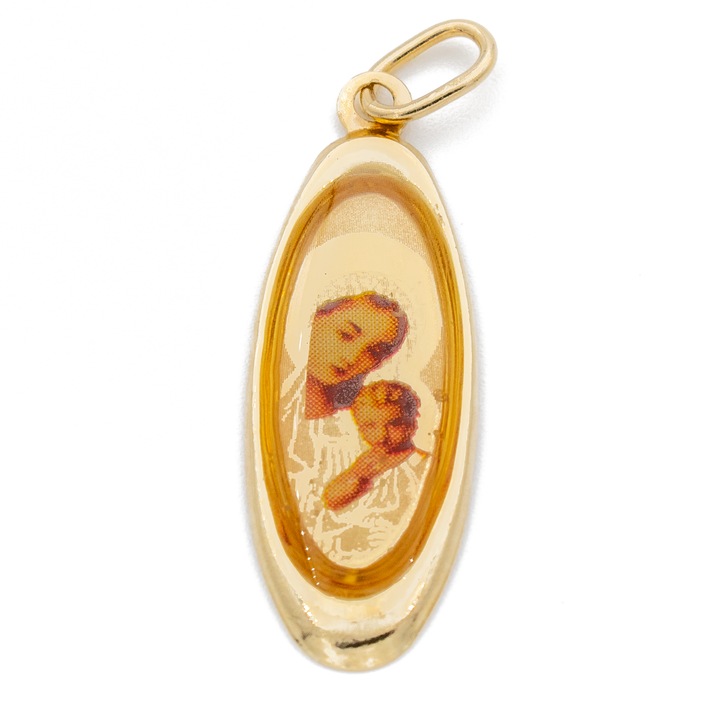 Pandantiv Icoana Maica Domnului Color Aur 14k