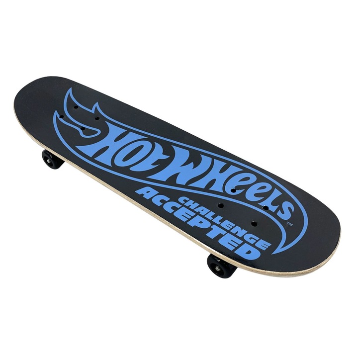 Skateboard Copii, 70 x 20cm, 9 straturi de artar, placa antiderapanta, rulmenti Abec-5, multicolor, Hot Wheels