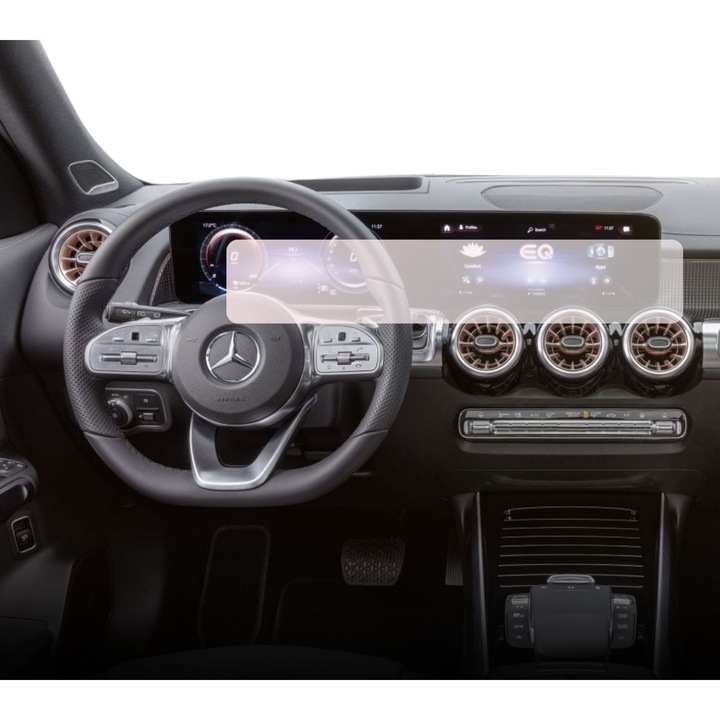 Folie Protectie Navigatie Mercedes Benz EQB 2021-2023, Duragon, protectie Display Navigatie si Ceasuri de bord, silicon Mat, Anti-zgarieturi, Anti-amprenta, Anti-reflex, Regenerabila, Flexibila, Anti-Shock, kit instalare