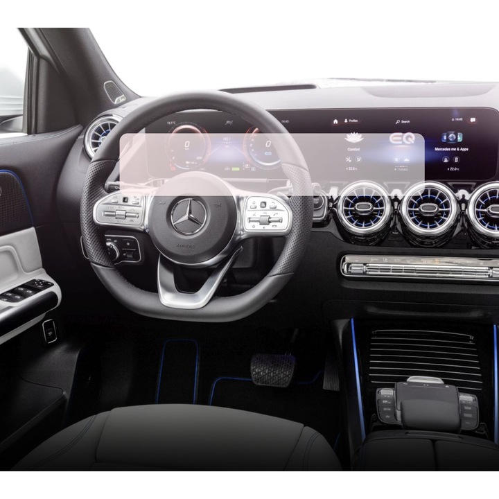 Folie Protectie Navigatie Mercedes Benz EQA 2021-2023, Duragon, protectie Display Navigatie si Ceasuri de bord, silicon Mat, Anti-zgarieturi, Anti-amprenta, Anti-reflex, Regenerabila, Flexibila, Anti-Shock, kit instalare