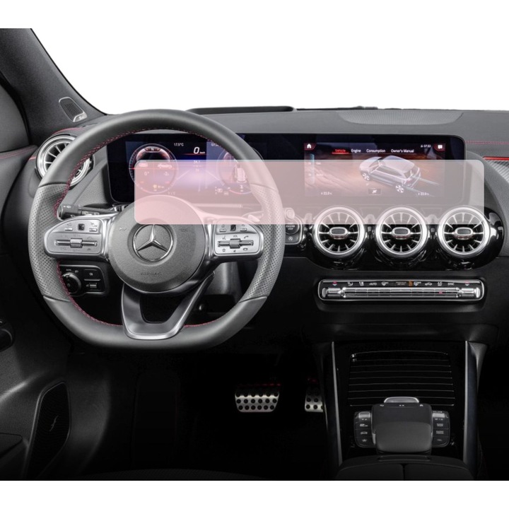 Folie Protectie Navigatie Mercedes Benz GLB-Class (X247) 2019-2023, Duragon, protectie Display Navigatie si Ceasuri de Bord, silicon Transparent, Anti-zgarieturi, Anti-amprenta, Regenerabila, Flexibila, Anti-Shock, kit instalare