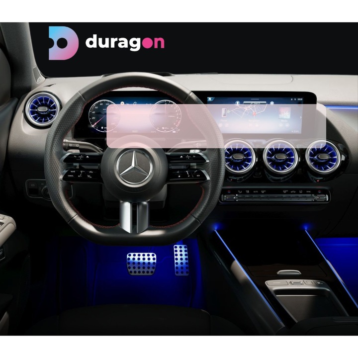 Folie Protectie Navigatie Mercedes Benz B-Class 2022+, Duragon, protectie Display Navigatie si Ceasuri de bord, silicon Mat, Anti-zgarieturi, Anti-amprenta, Anti-reflex, Regenerabila, Flexibila, Anti-Shock, kit instalare