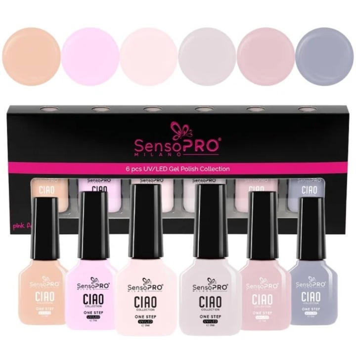 Комплект от 6 CIAO One Step Semi-permanent Nail Polish 7ml SensoPRO Milano, Nude Grace