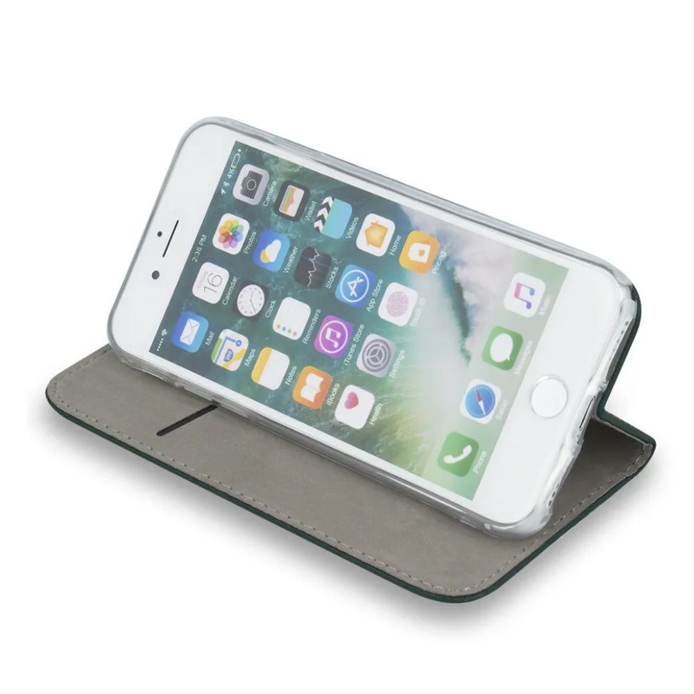 Husa tip carte compatibila cu Motorola Moto G06, G-Tech Flip Book, inchidere magnetica, buzunar card, premium stand, Verde