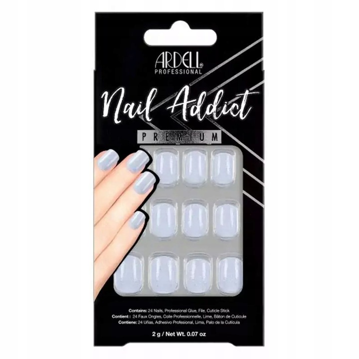 Set 28 Unghii false tips, Ardell, Crystal Glitter, Transparent, Cristal, Sclipici