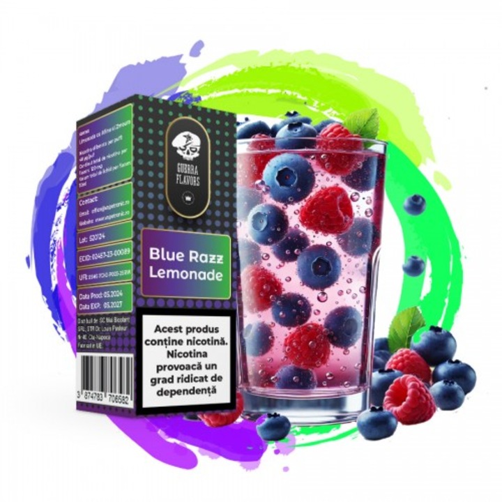 Lichid Tigara Electronica GuerraLiq - Blue Razz Lemonade, 10ml, 18mg