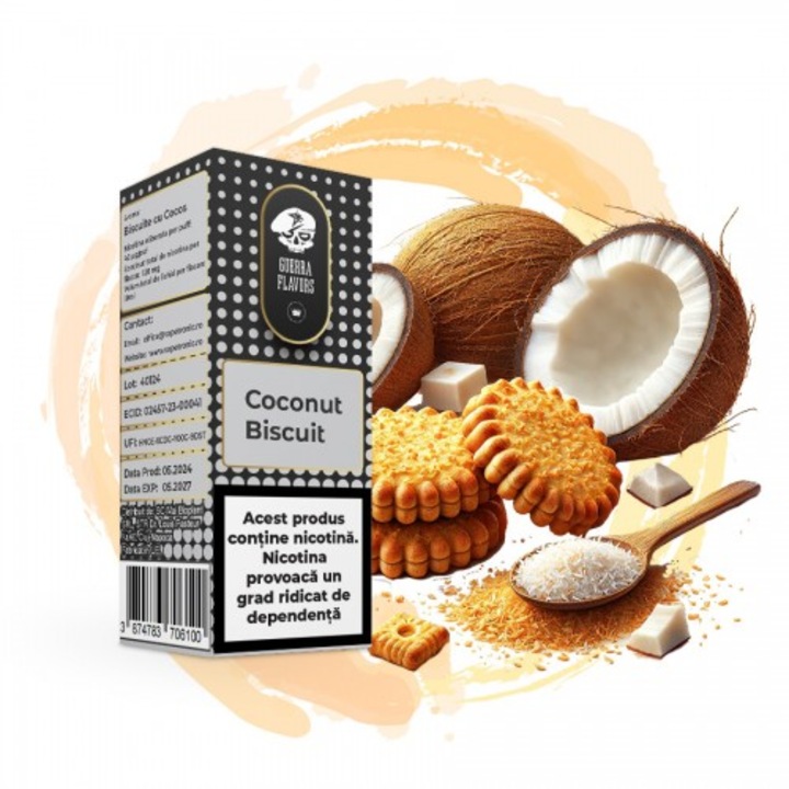 Lichid Tigara Electronica GuerraLiq - Coconut Biscuit, 10ml, 18mg