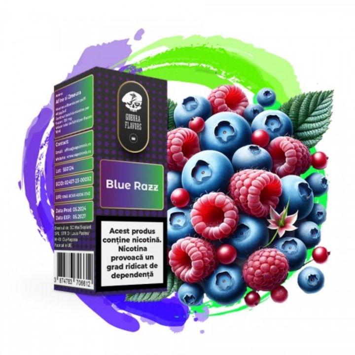 Lichid Tigara Electronica GuerraLiq - Blue Razz, 10ml, 18mg