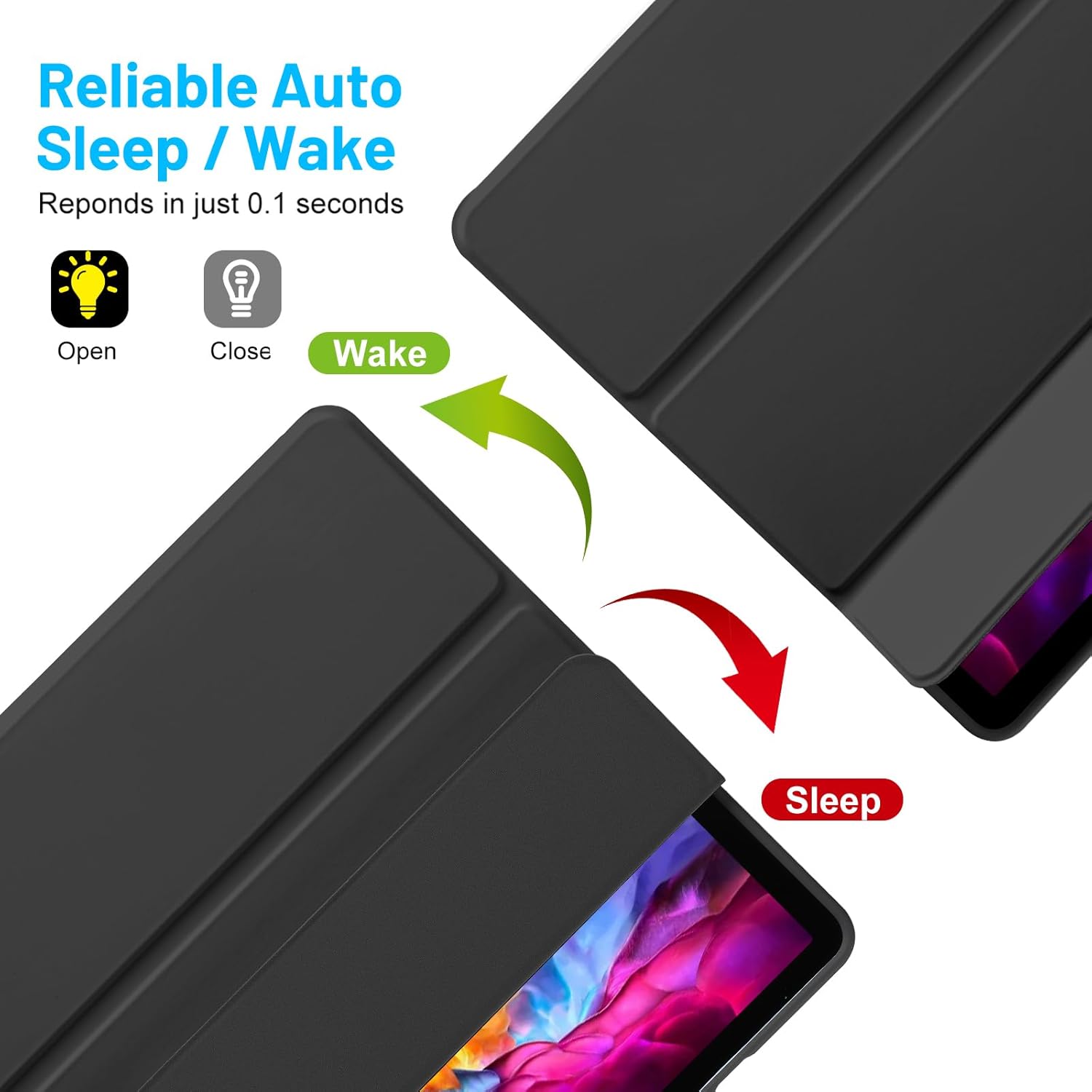 Husa premium pentru Samsung Galaxy Tab S10+/S9+/S9 FE+, 12.4 inch, Sigloo, UltraSlim tip stand functie sleep/wake-up si slot pentru S-Pen, Black