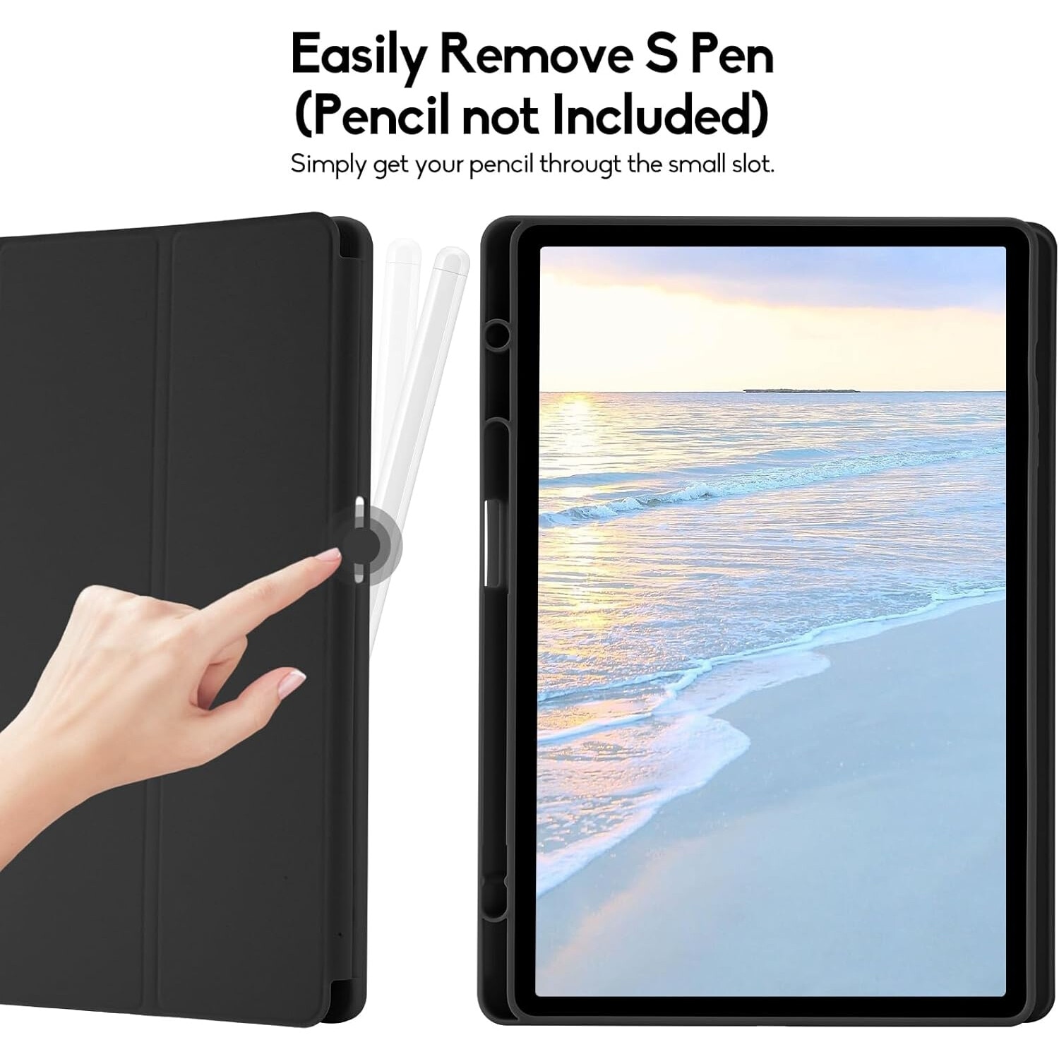 Husa premium pentru Samsung Galaxy Tab S10+/S9+/S9 FE+, 12.4 inch, Sigloo, UltraSlim tip stand functie sleep/wake-up si slot pentru S-Pen, Black