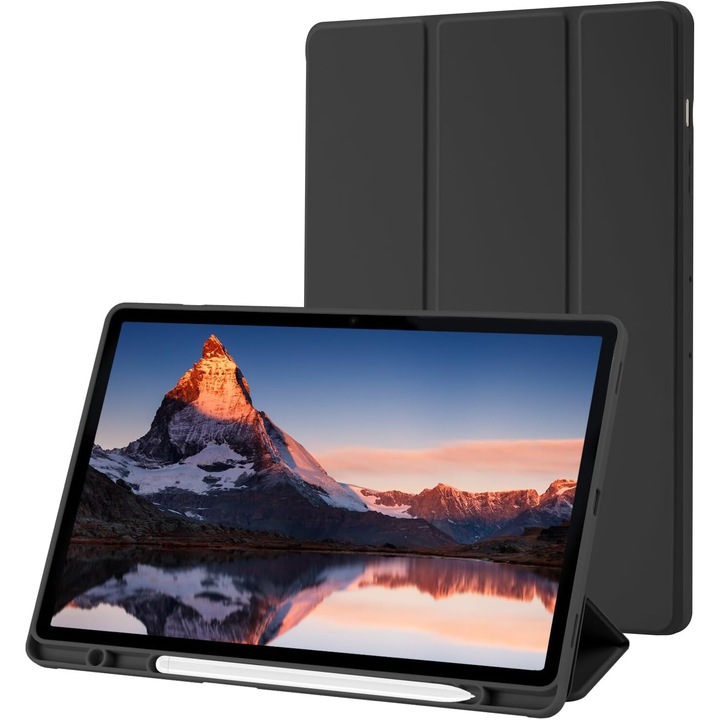 Калъф за Samsung Galaxy Tab S9 / S9 Fe, 11 инча, Sigloo, тип стойка UltraSlim с функция заспиване/събуждане и слот за S-Pen, черен