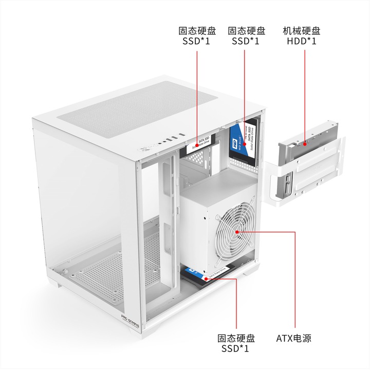 Carcasa PC Pro Gaming Ambra White, Cube Tower, M-ATX, fara sursa, 5x ARGB FAN, Controller ARGB