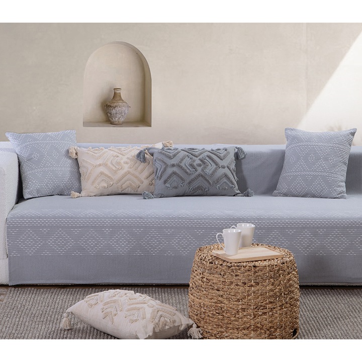 Cuvertura canapea, NEF-NEF Quantum, 180x250cm, Bumbac, Gri