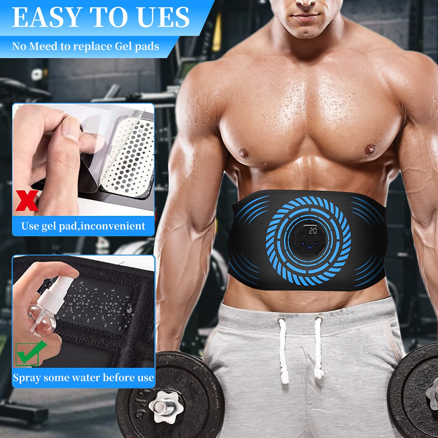 Centura Electrostimulare Abdomen, ZXJDN®, stimulare electrica EMS