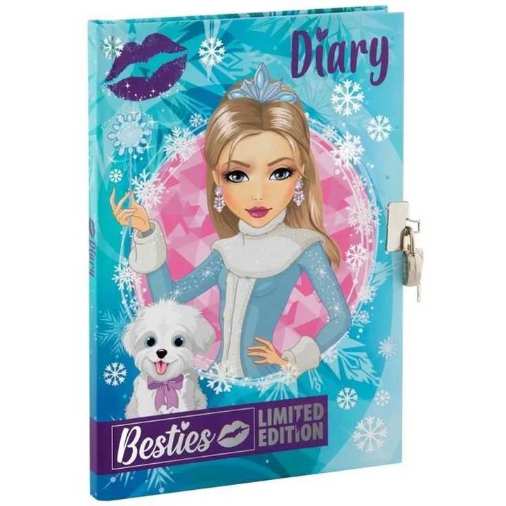 Besties Ice Queen Napló A5 kulccsal és zárral - 60 lap, kék vonalas papír, GR141005_1, Grafix